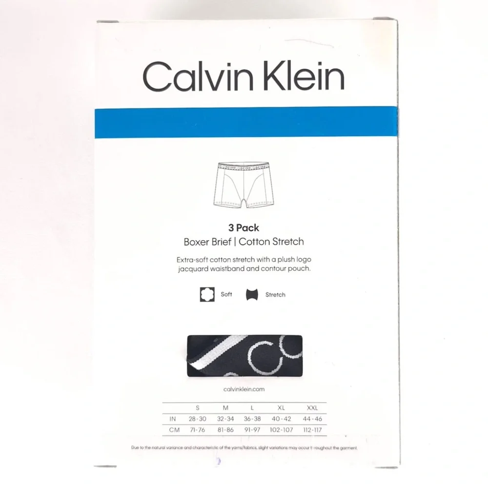 CALVIN KLEIN 3 Pack BOXER BRIEF Cotton‎ Stretch Soft Size XL